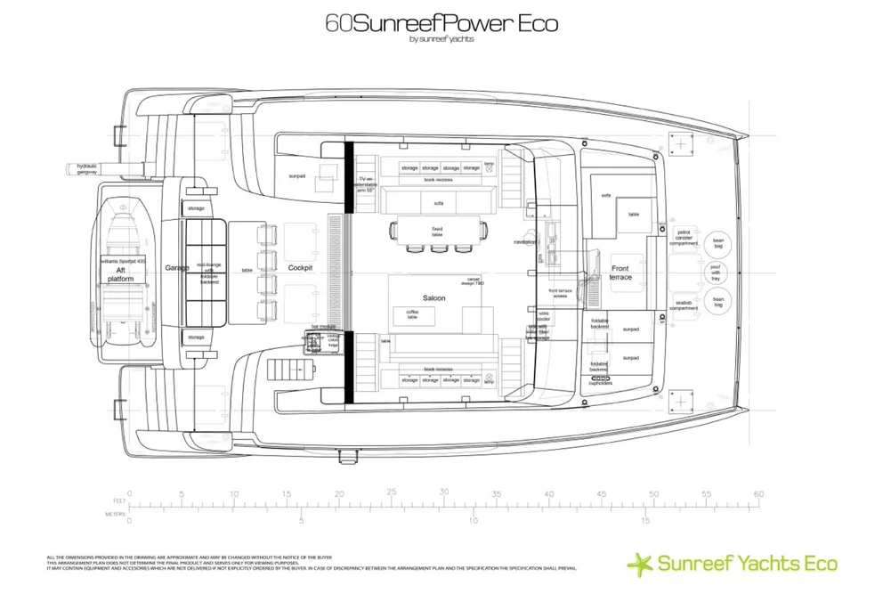 2024-sunreef-60-sunreef-power-eco-electric-power-9567851-20241002010912009-1_XLARGE Plan modelu 60 Sunreef Power Eco firmy Sunreef Yachts przedstawiający układ pokładów jachtu.