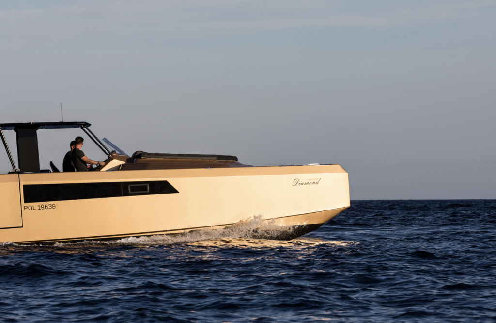 A luxurious Sunreef Yachts motor yacht cruising on the open sea.