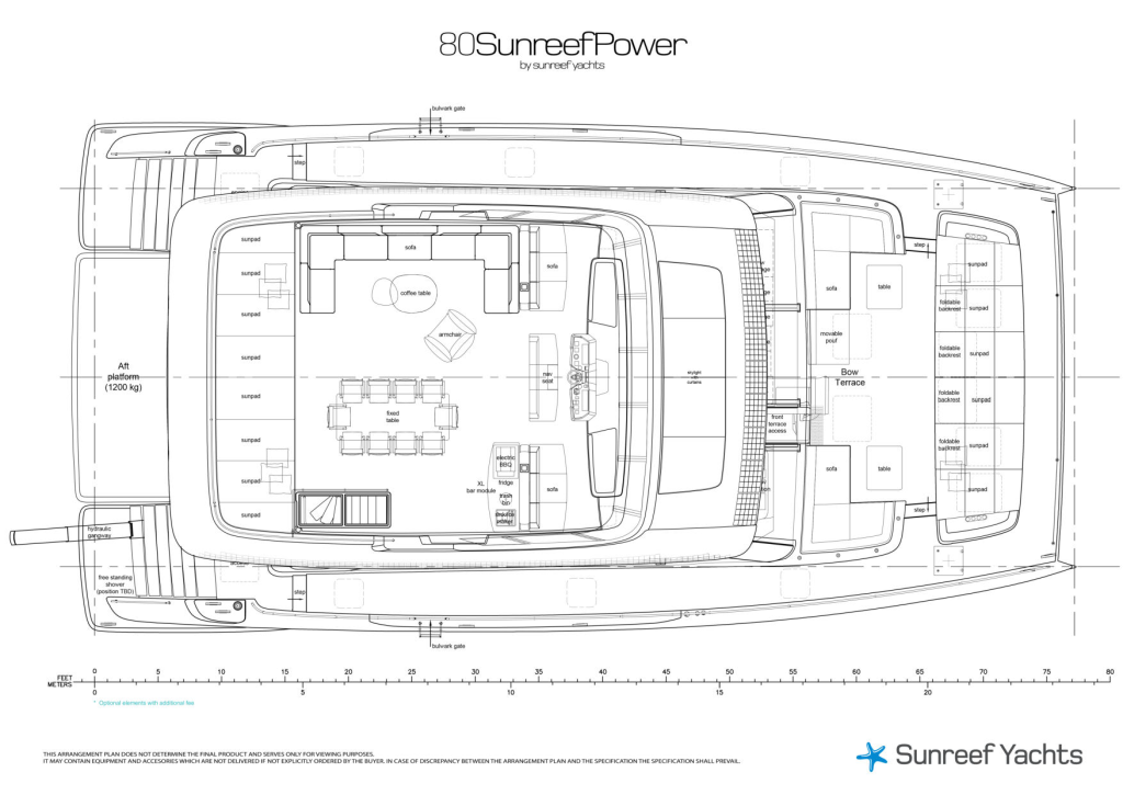 80P35.YD.layout.REV05 (4)_Page_3 Blueprint for the 80 Sunreef Power by Sunreef Yachts, showing detailed layout plans including living spaces and technical areas.